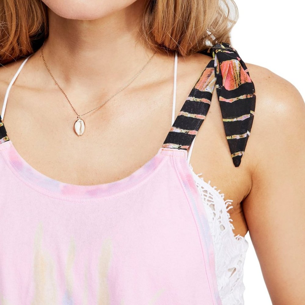 Free People Koa Tie-Dye Tank Top, Pink Light - Picture 2 of 5